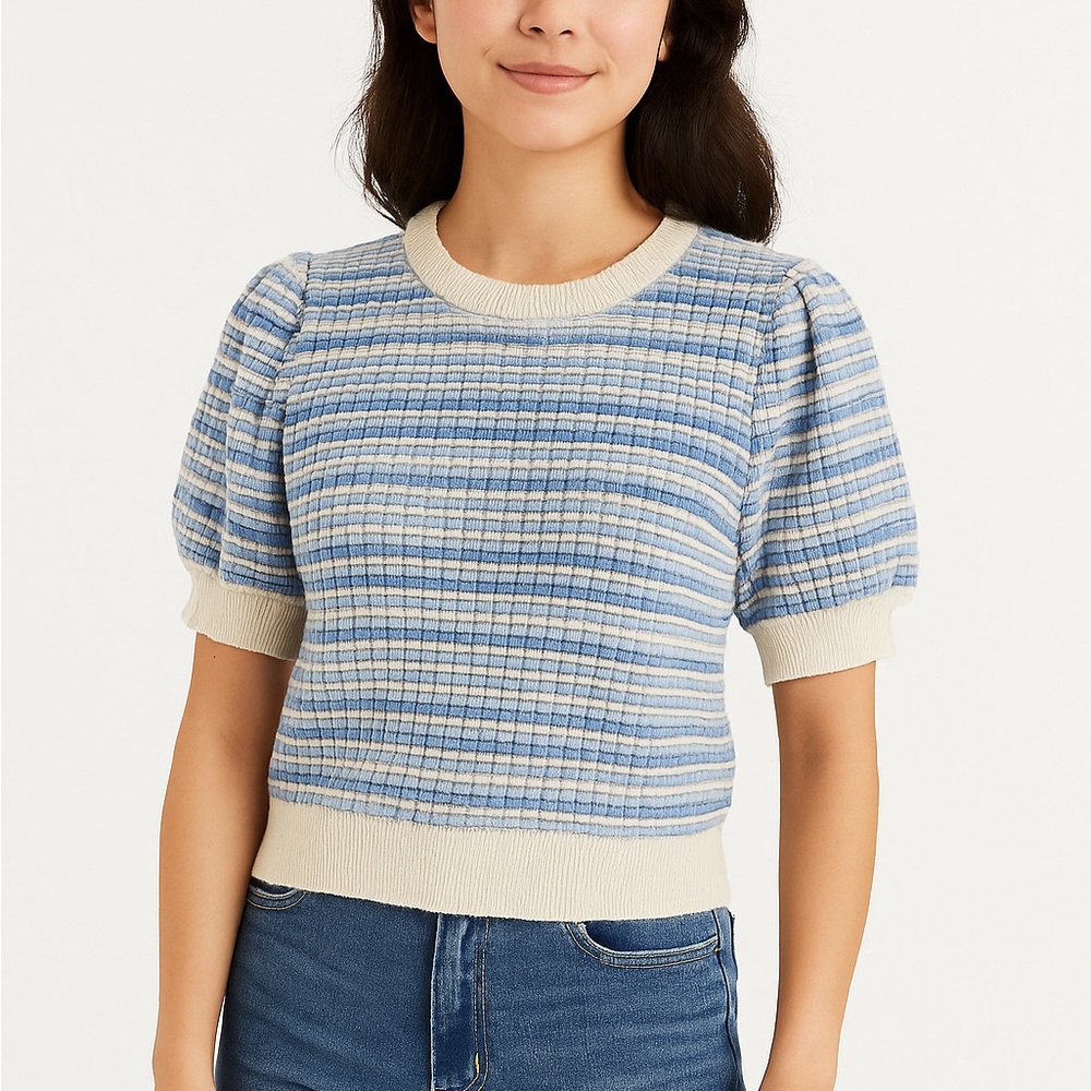 Papermoon Blue & Cream Stripe Knit Top